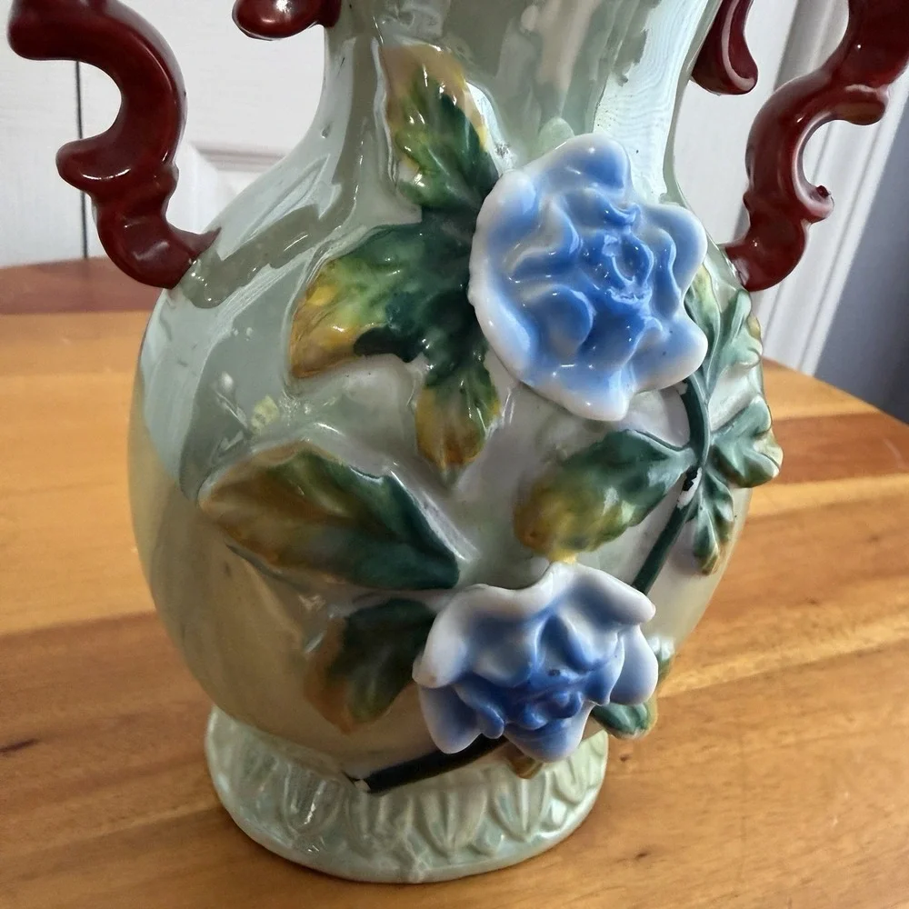 Vintage Lusterware Japan 3D Floral Multicolor Vase Grannycore Collectible Gifts